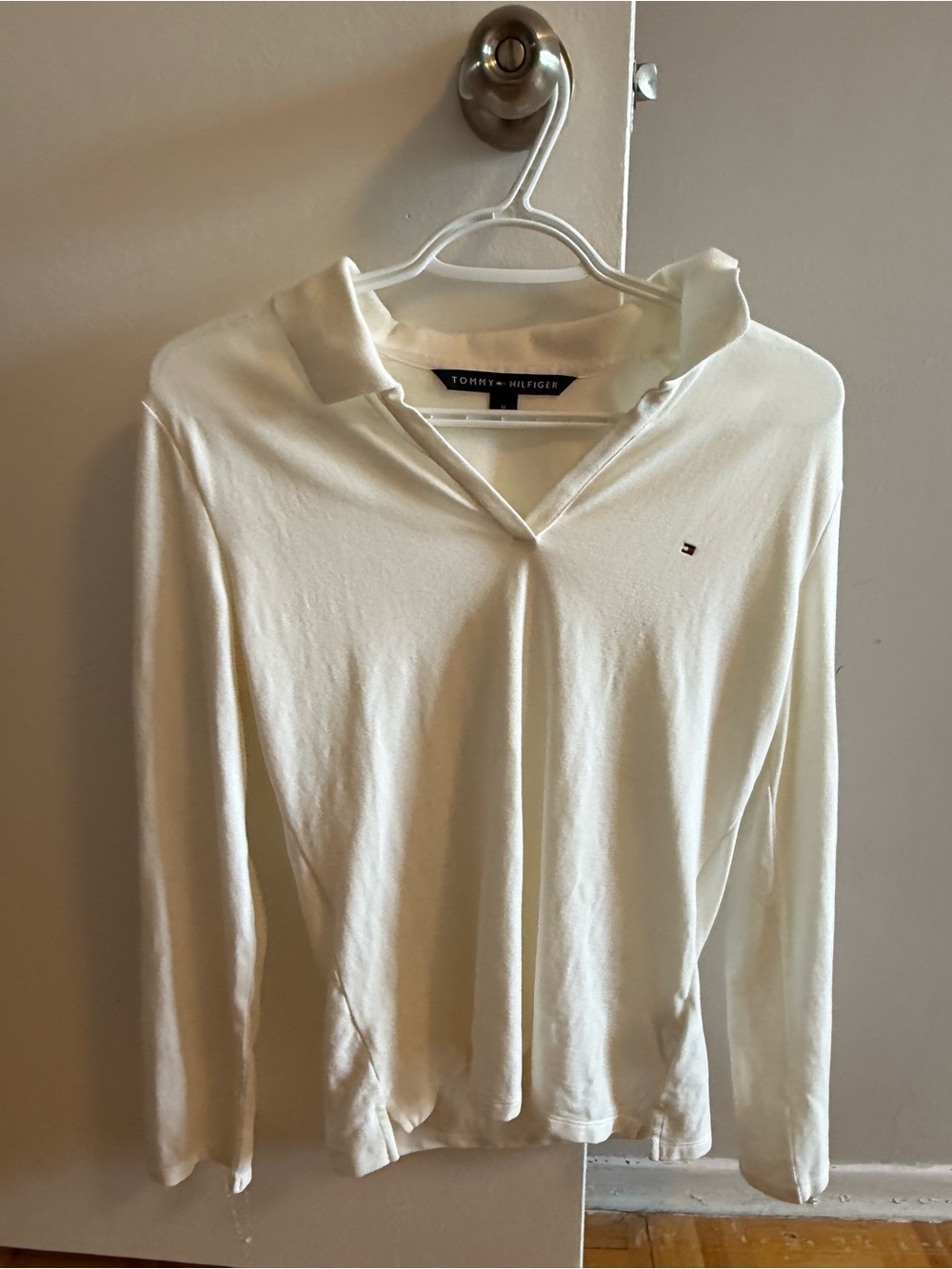 Tommy Hilfiger Cream Long-Sleeve Polo Top